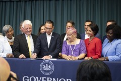 August 4, 2023: Sens. Miller and Flynn today joined Gov. Josh Shapiro at the United Community Center in Scranton for the signing of HB1100 which creates the first expansion of the Property Tax and Rent Rebate Program in more than 15 years.