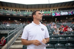 July 27, 2023: Senator Nick Miller threw out the first pitch at the Lehigh Valley IronPigs game on Thursday. While the game was ultimately rained out, the senator spent the first few innings talking to constituents and cheering for the IronPigs.