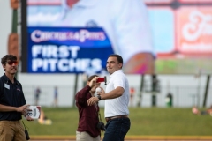 July 27, 2023: Senator Nick Miller threw out the first pitch at the Lehigh Valley IronPigs game on Thursday. While the game was ultimately rained out, the senator spent the first few innings talking to constituents and cheering for the IronPigs.