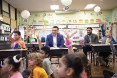 December 15, 2023: Sen. Miller visited Mrs. Tiffany Goodman’s first grade class at Lehigh Parkway School in Allentown, answering questions about his favorite color (green), favorite team (Eagles), and favorite rhyming book (Cat in the Hat), before reading “Pig the Elf,” a holiday themed version of the “Pig the Pug” books by Aaron Blabey.