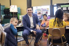 December 15, 2023: Sen. Miller visited Mrs. Tiffany Goodman’s first grade class at Lehigh Parkway School in Allentown, answering questions about his favorite color (green), favorite team (Eagles), and favorite rhyming book (Cat in the Hat), before reading “Pig the Elf,” a holiday themed version of the “Pig the Pug” books by Aaron Blabey.