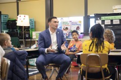 December 15, 2023: Sen. Miller visited Mrs. Tiffany Goodman’s first grade class at Lehigh Parkway School in Allentown, answering questions about his favorite color (green), favorite team (Eagles), and favorite rhyming book (Cat in the Hat), before reading “Pig the Elf,” a holiday themed version of the “Pig the Pug” books by Aaron Blabey.