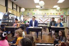 December 15, 2023: Sen. Miller visited Mrs. Tiffany Goodman’s first grade class at Lehigh Parkway School in Allentown, answering questions about his favorite color (green), favorite team (Eagles), and favorite rhyming book (Cat in the Hat), before reading “Pig the Elf,” a holiday themed version of the “Pig the Pug” books by Aaron Blabey.