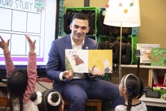 December 15, 2023: Sen. Miller visited Mrs. Tiffany Goodman’s first grade class at Lehigh Parkway School in Allentown, answering questions about his favorite color (green), favorite team (Eagles), and favorite rhyming book (Cat in the Hat), before reading “Pig the Elf,” a holiday themed version of the “Pig the Pug” books by Aaron Blabey.