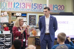 December 15, 2023: Sen. Miller visited Mrs. Tiffany Goodman’s first grade class at Lehigh Parkway School in Allentown, answering questions about his favorite color (green), favorite team (Eagles), and favorite rhyming book (Cat in the Hat), before reading “Pig the Elf,” a holiday themed version of the “Pig the Pug” books by Aaron Blabey.