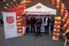 Salvation Army Bookbag give away and check presentation