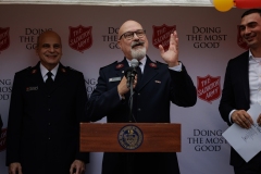 Salvation Army Bookbag give away and check presentation