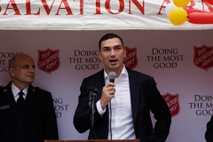Salvation Army Bookbag give away and check presentation
