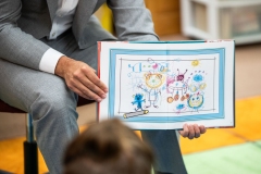 August 31, 2023: Senator Nick Miller visits  the Whitehall Public Library to read to children.