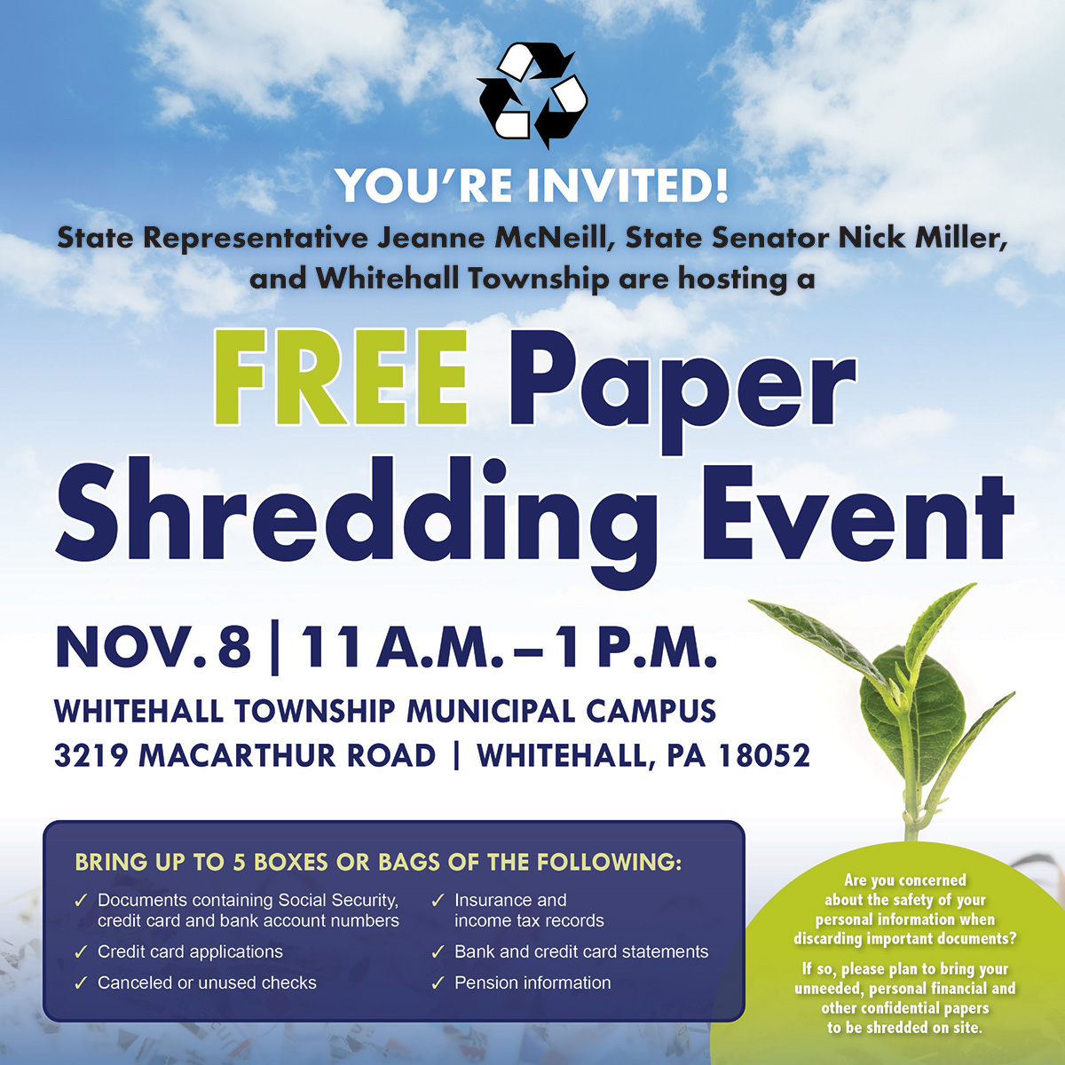 Free Paper Shredding Event - November 8, 2025