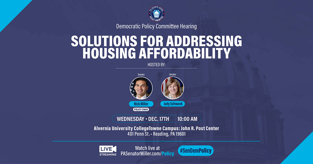 Policy Hearing - Solutions for Addressing Housing Affordability