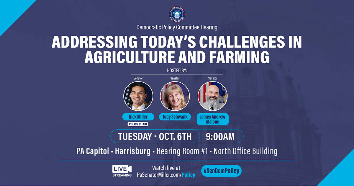 Policy Hearing - Addressing Today’s Challenges in Agriculture and Farming