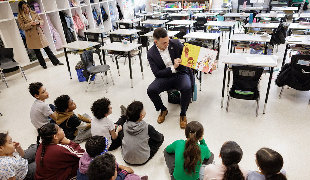Senator Nick Miller Reading to 3rd Graders