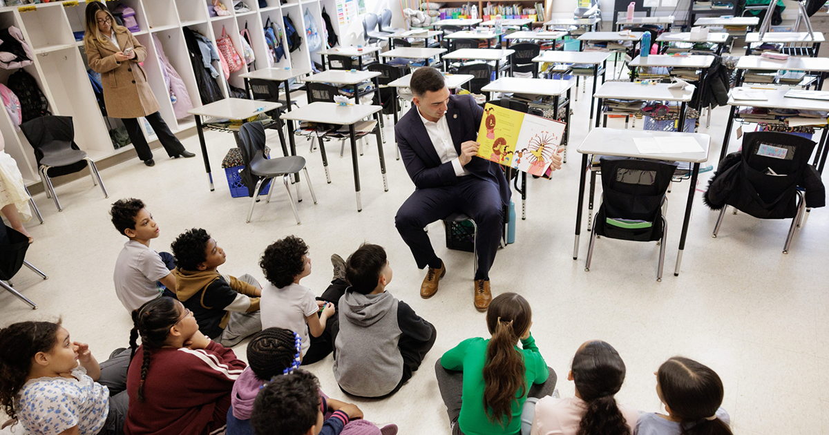 Senator Nick Miller Reading to 3rd Graders